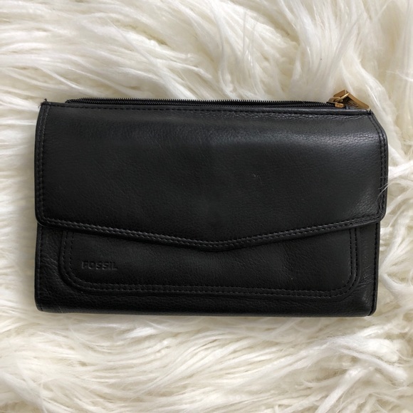 Fossil Handbags - Black FOSSIL wallet large organizer leather